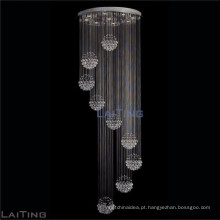 Modern 9-luz Chrome Clear Crystal Spiral Chuva Gota grande lustre LT-92021